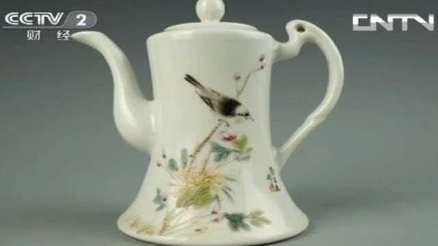 鄧肖禹繪粉彩花鳥紋鐘式壺