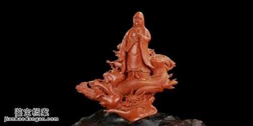 紅珊瑚觀音雕件