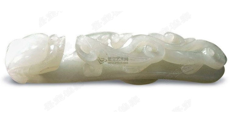 明代和田玉蒼龍教子玉帶鉤